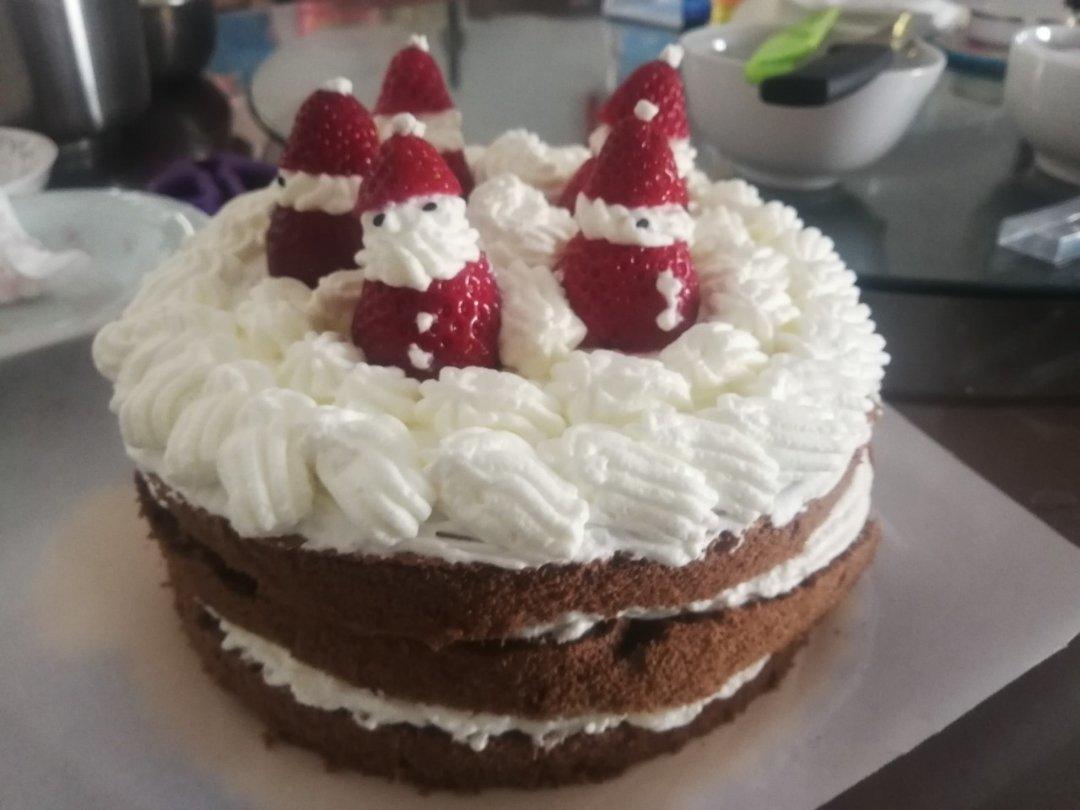 圣诞草莓雪人 红丝绒戚风裸蛋糕