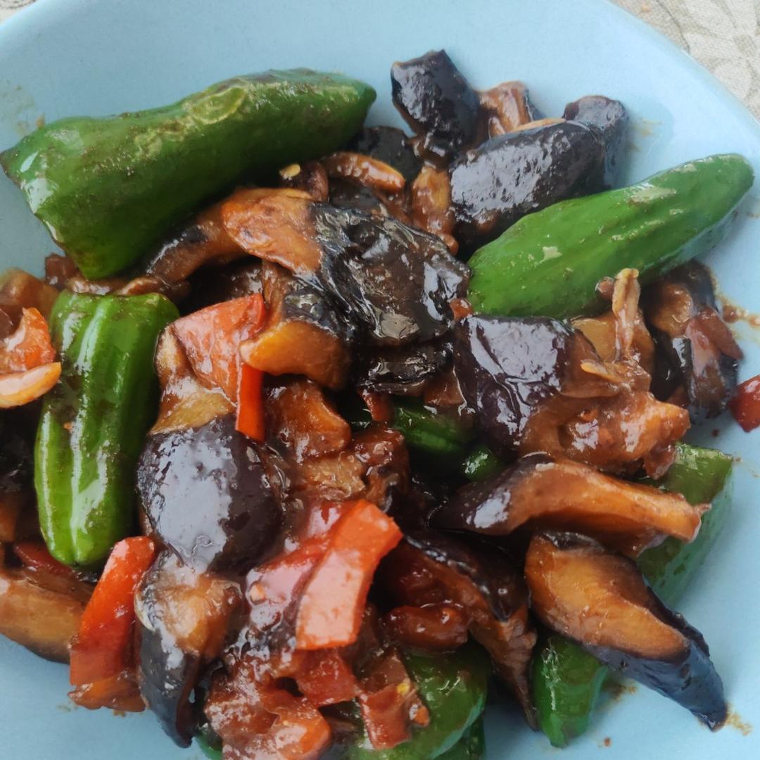 红烧茄子（佐西红柿尖椒）