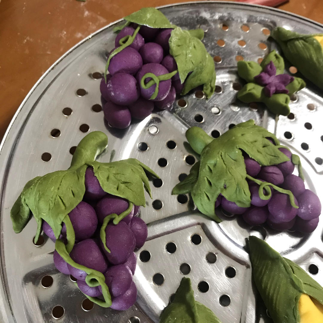 卡通馒头🍇葡萄造型牛奶馒头