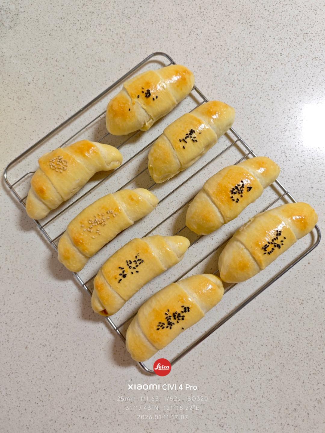 黄油肉松卷🥐快速免揉无需手套膜