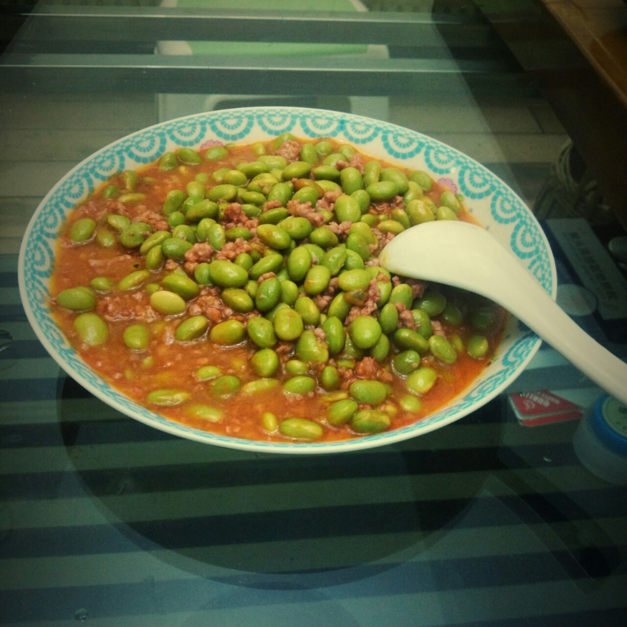 肉末番茄烧毛豆