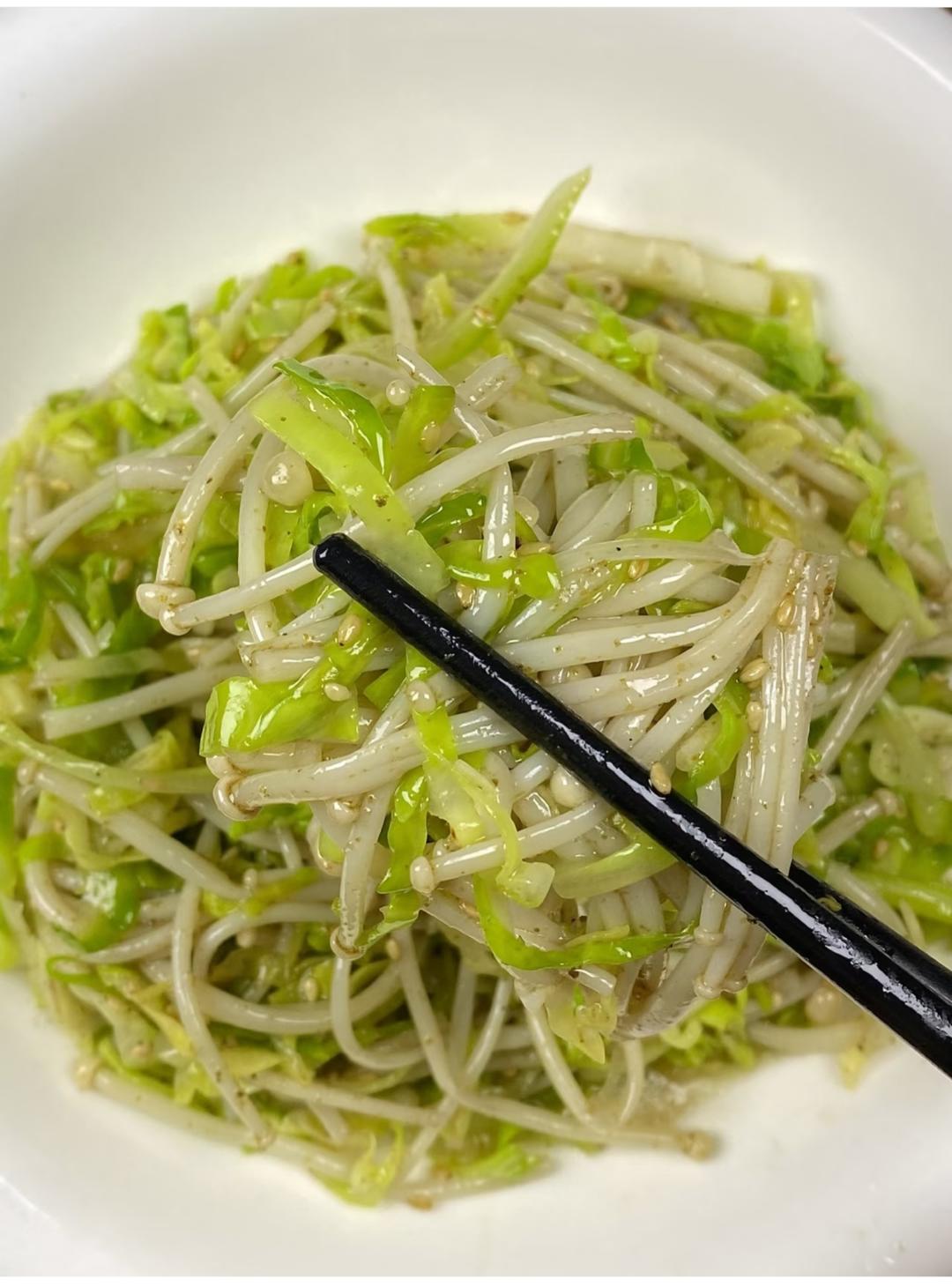 芝麻盐包菜拌金针菇
