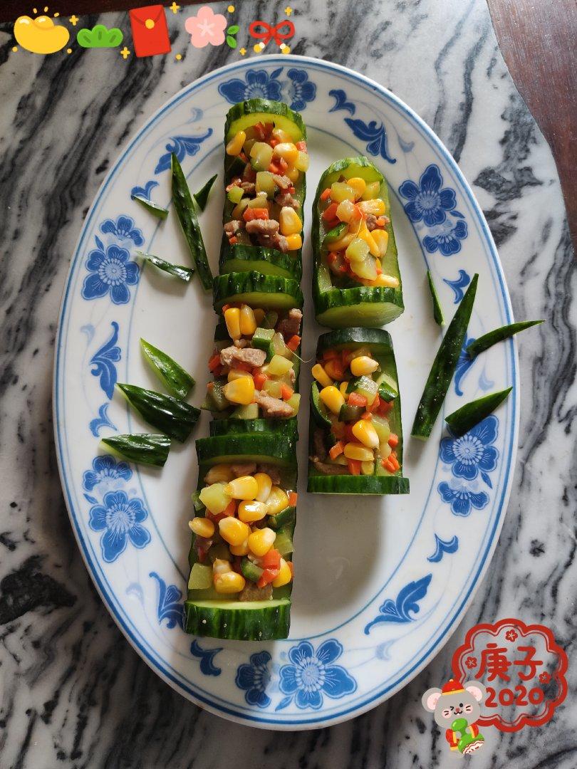 最美年夜饭-🎋翠竹报春节节高🥒（黄瓜玉米火腿鸡丁沙拉）