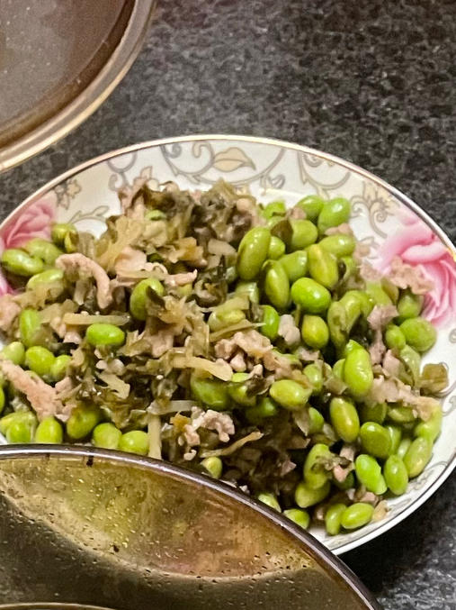 咸菜毛豆炒肉丝