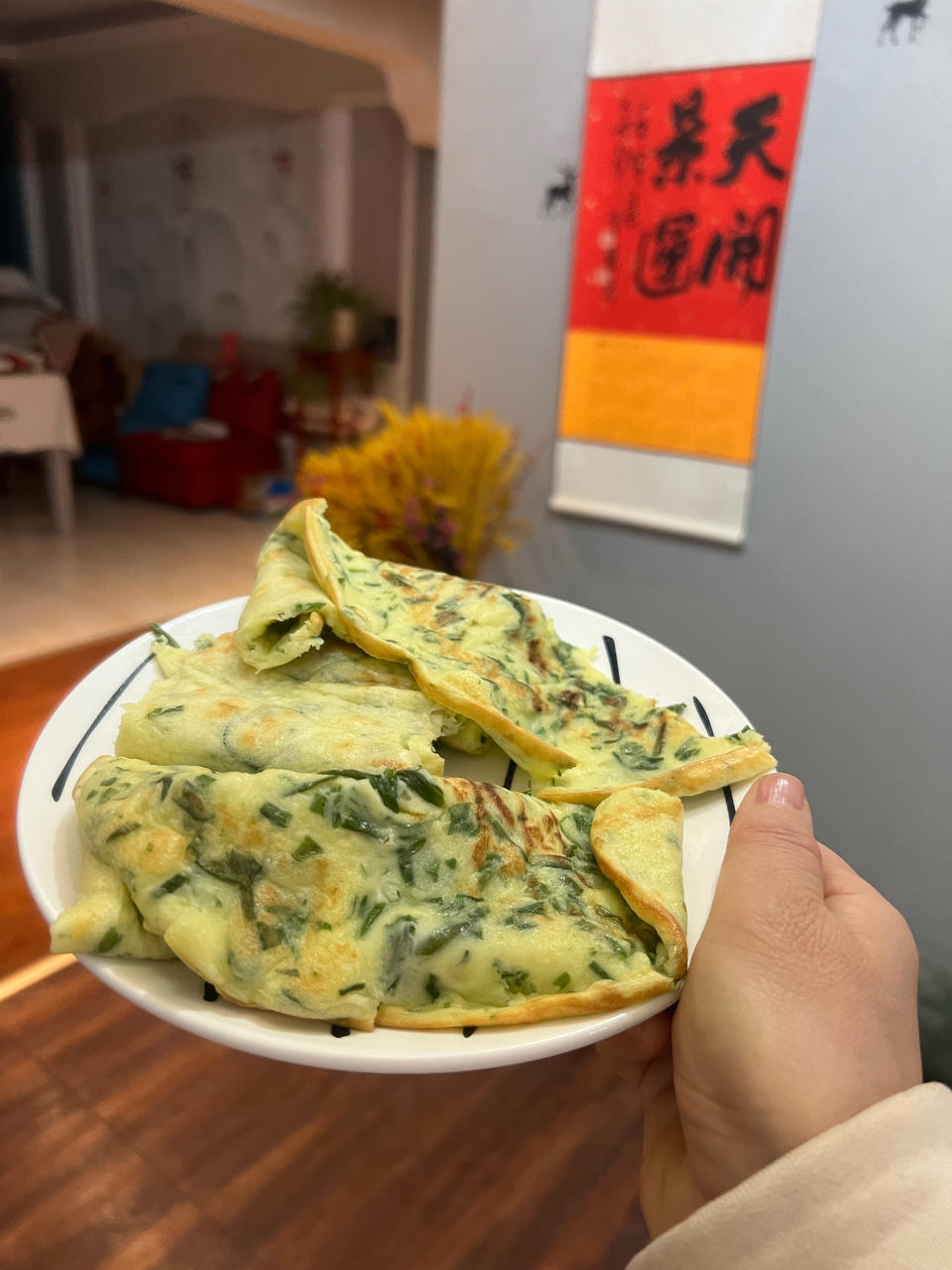 🔥一人食|不加一滴水的香葱鸡蛋饼做法