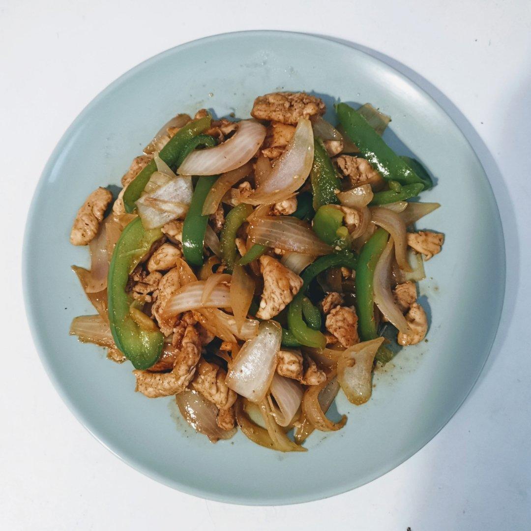 孜然鸡肉炒洋葱(低油低盐版)