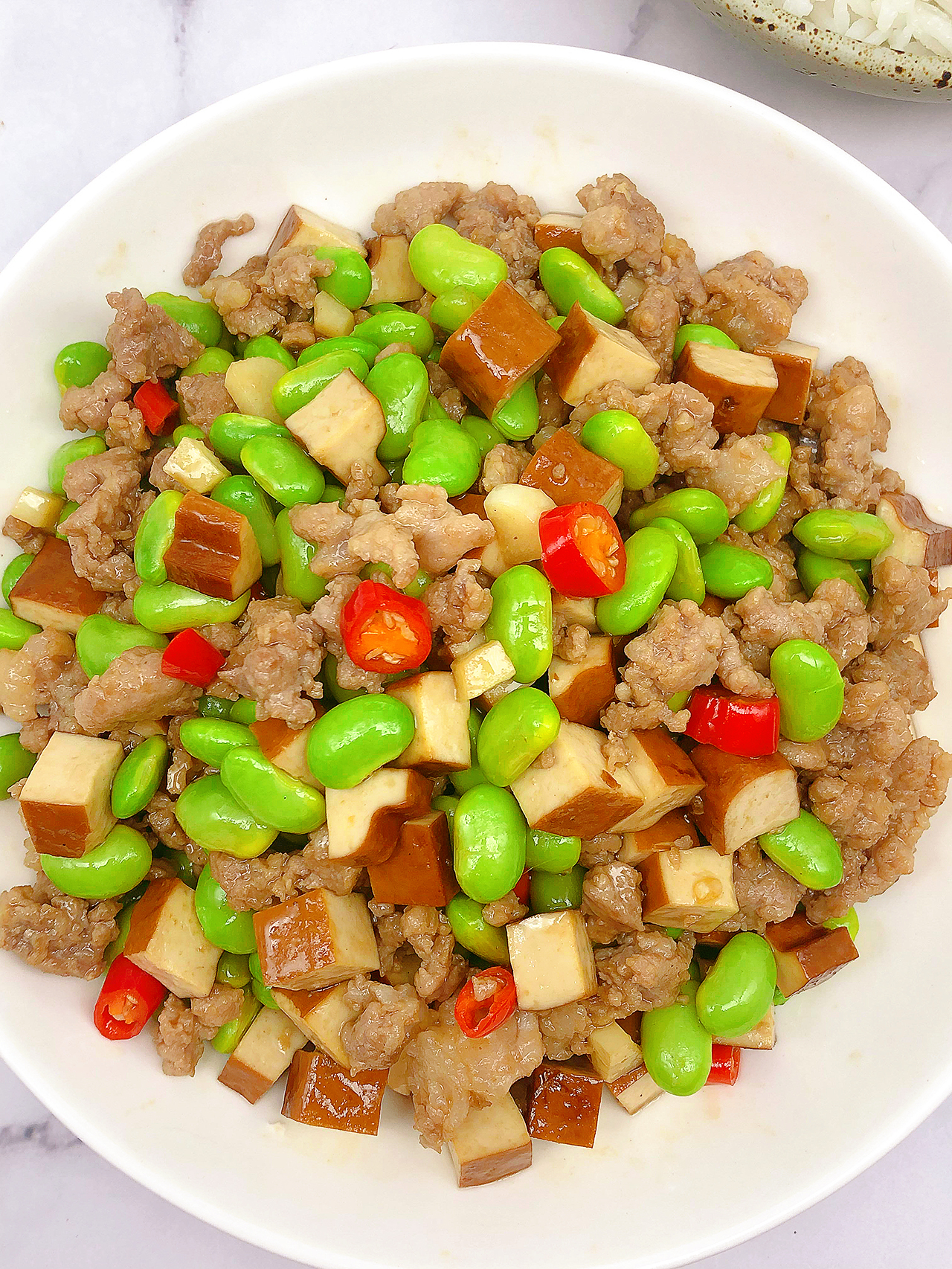 下饭家常菜‼️ 毛豆香干炒肉的做法