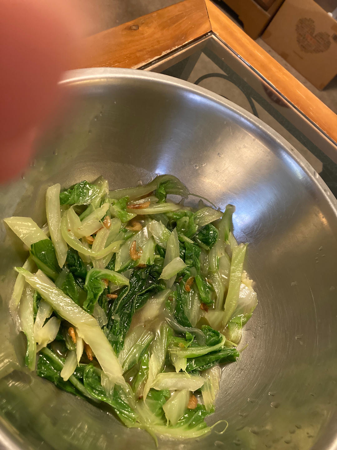 虾皮炒白菜，鲜的很啊