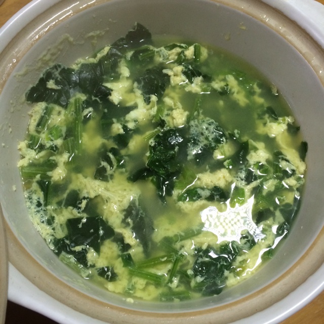 做过 鲜蛋花菠菜汤 赞 菠菜,鸡蛋,盐,香油