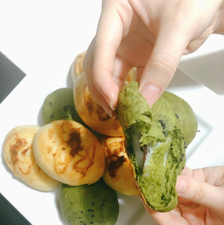 抹茶麻薯红豆软欧包
