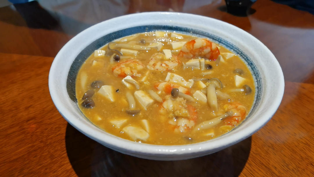 金汤虾仁豆腐羹