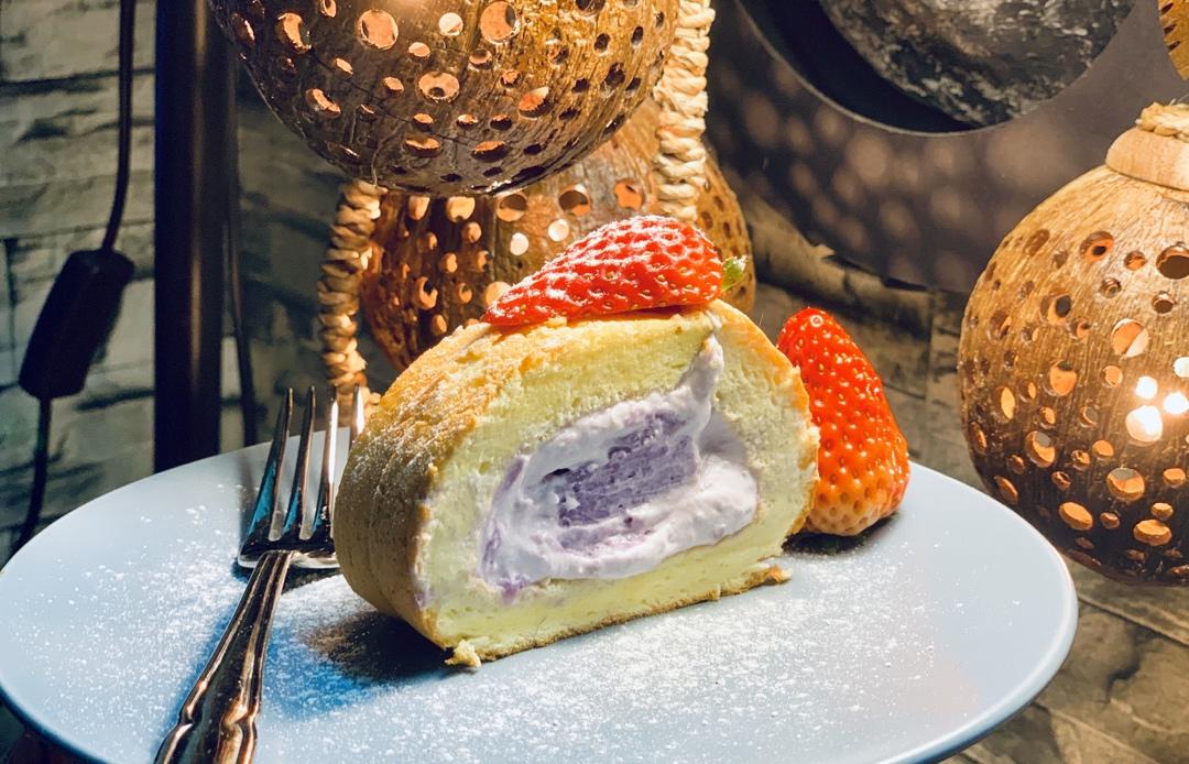 几分甜香芋奶冻卷/卷不裂配方+新鲜香芋奶油+入口即化奶冻/烘焙视频蛋糕篇7「薄卷」