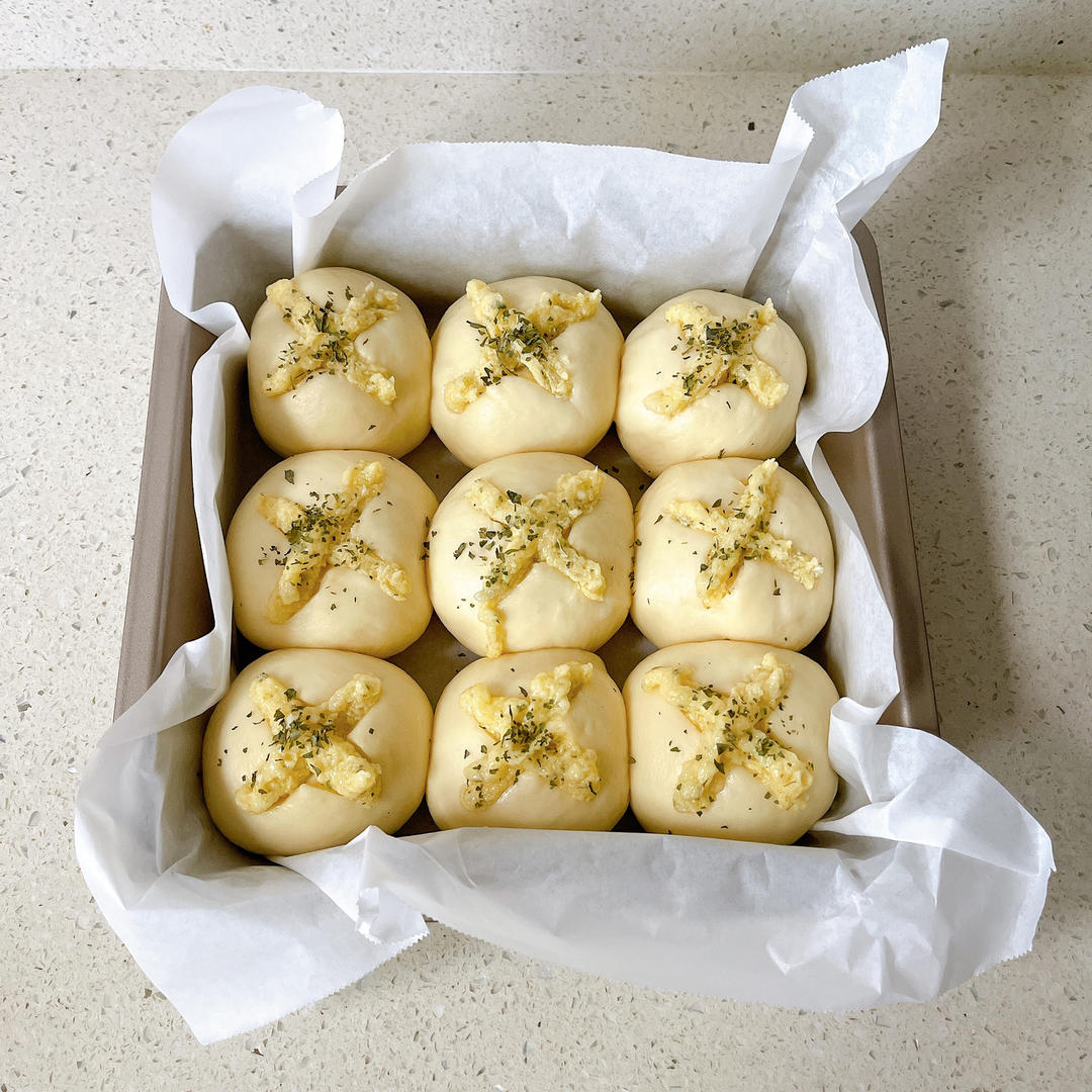 蒜香黄油餐包～一次发酵