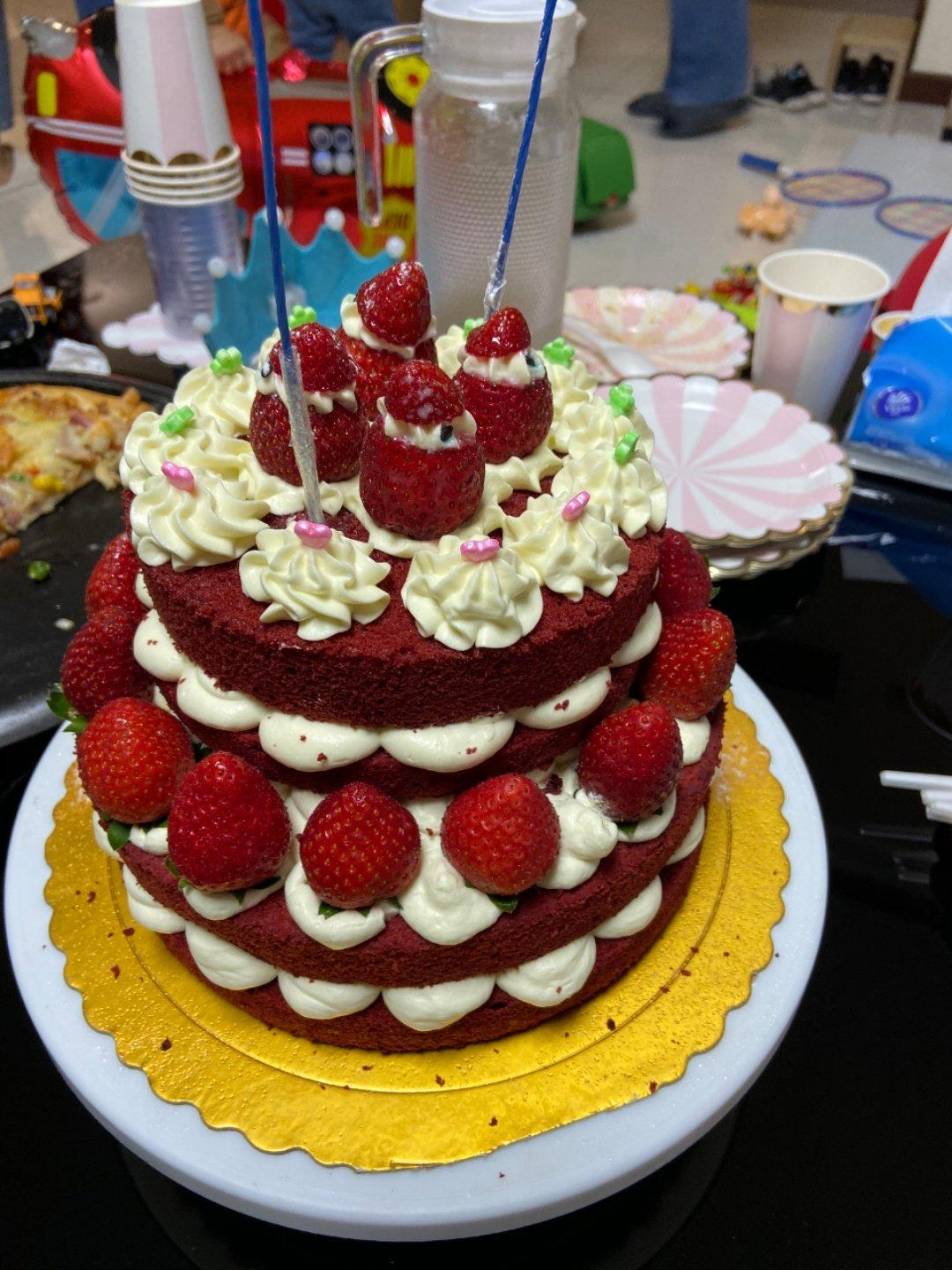 圣诞红丝绒海绵蛋糕/古早蛋糕/裸蛋糕