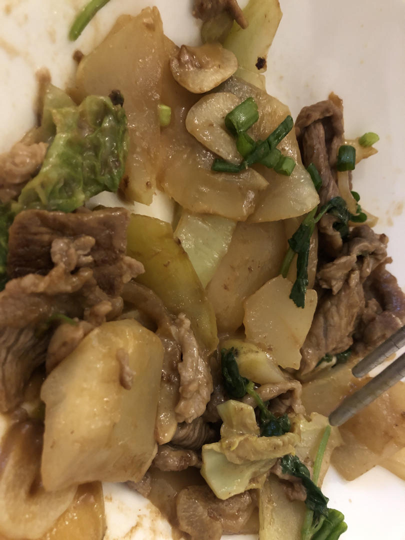 娃娃菜头炒肉片