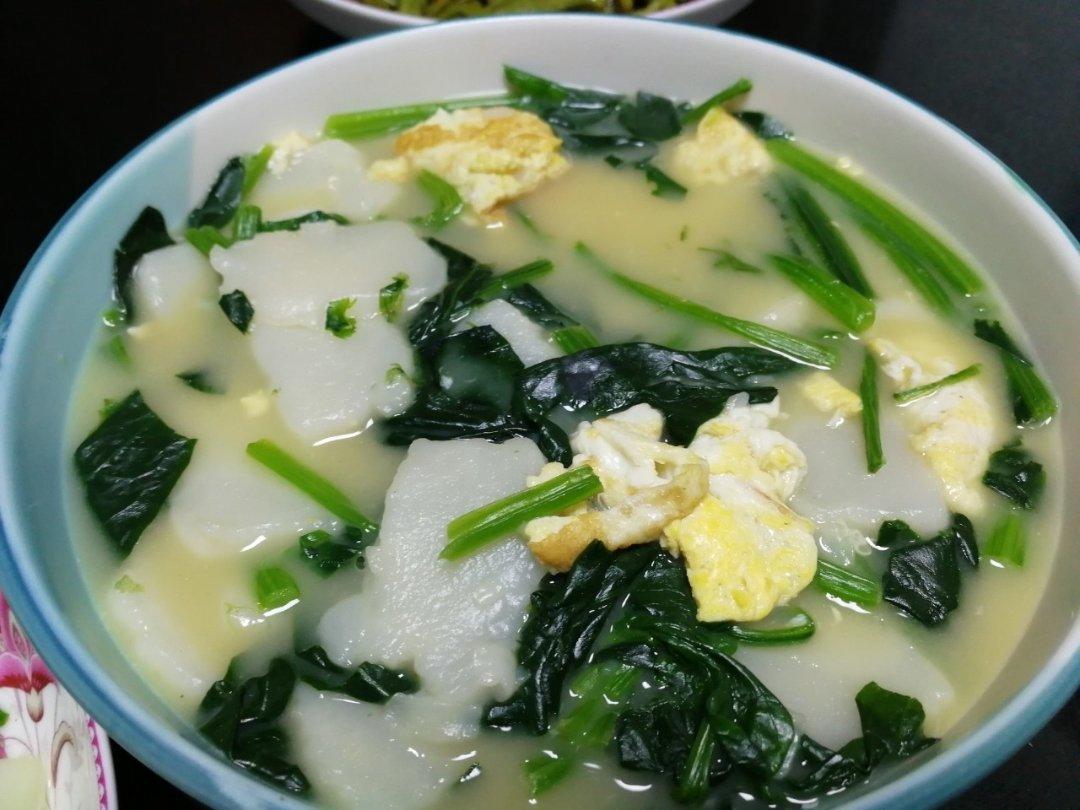 我就看看行不行做的青菜鸡蛋煮年糕