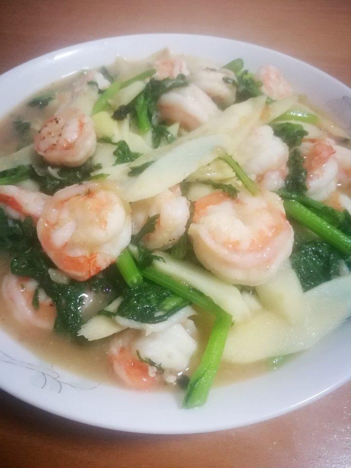 山药茼蒿虾仁