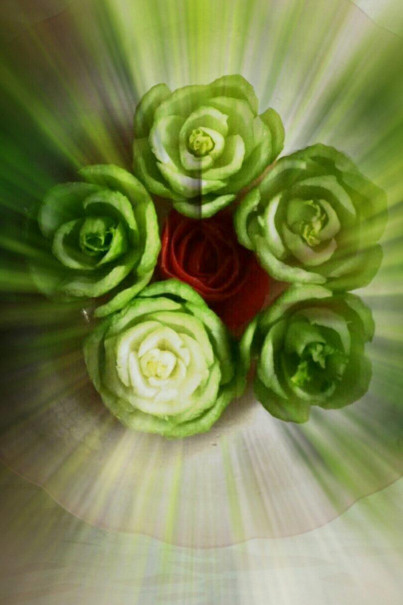 手机用户5289_lfpv做的上海青玫瑰花(创意小盘饰の七)