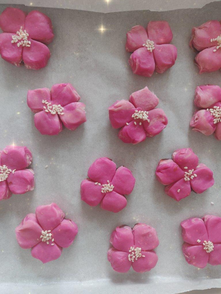 🌸花都开好了--步骤超详尽的桃花酥(无色素!火龙果版)