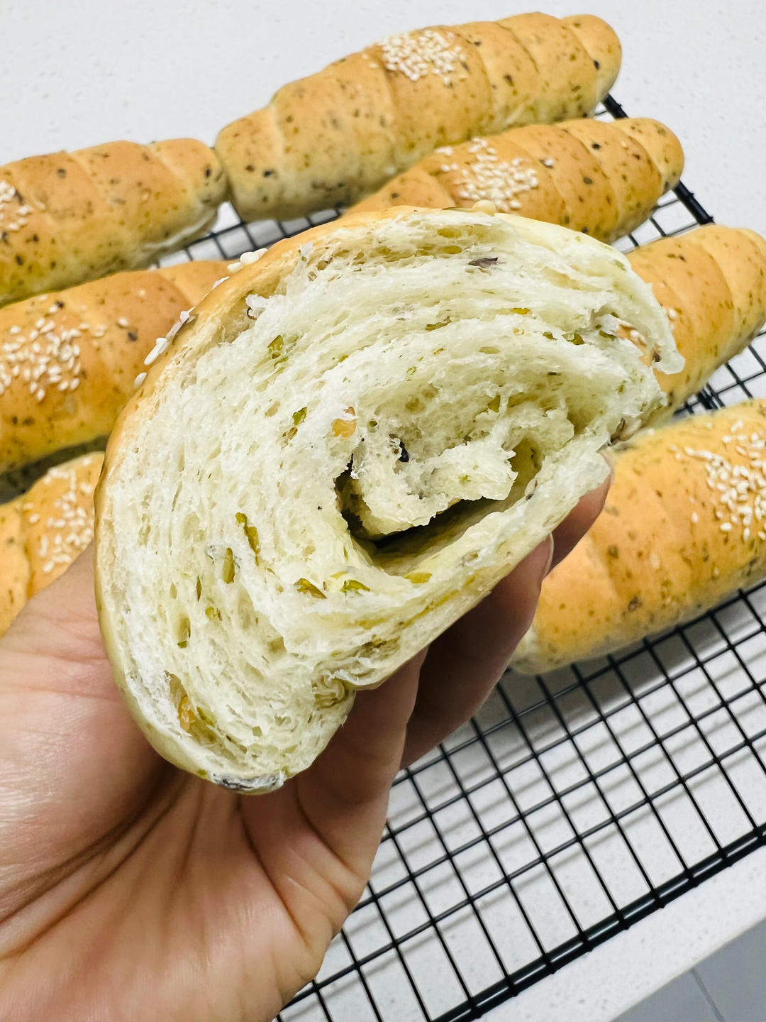 甜燕mi语做的芝麻海苔盐卷海盐卷海苔面包咸味餐包