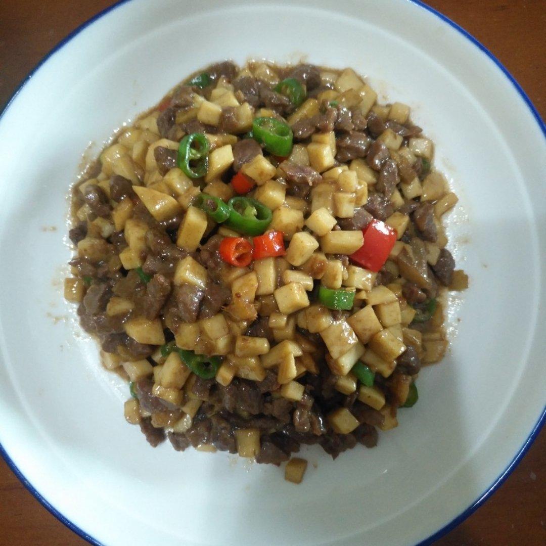 家常菜~杏鲍菇烧牛肉粒