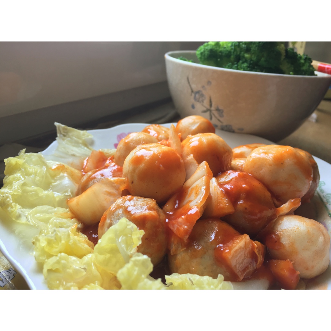 酸酸甜甜【茄汁鸡肉丸】