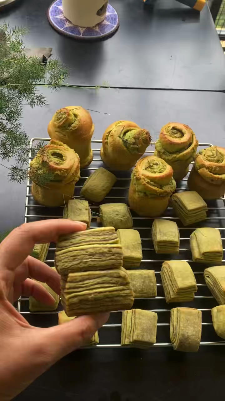 抹茶红豆沙千层司康scone