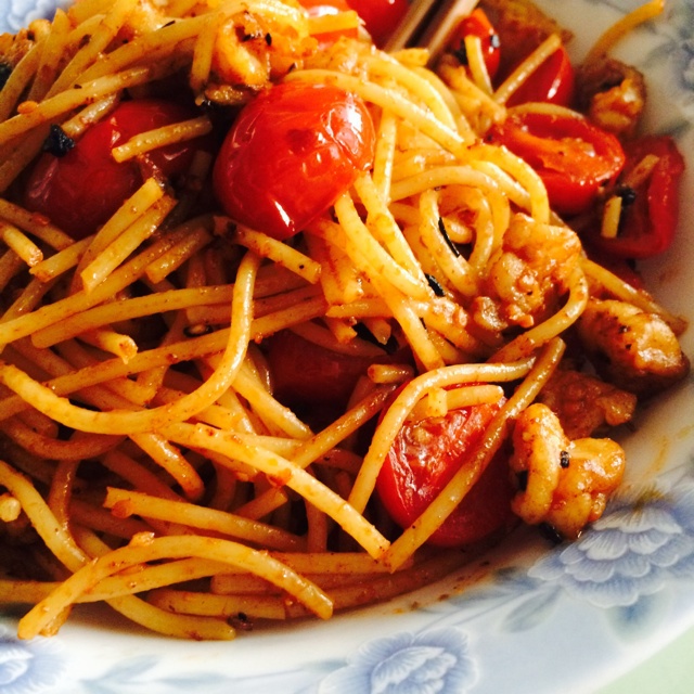 鲜虾番茄意大利面