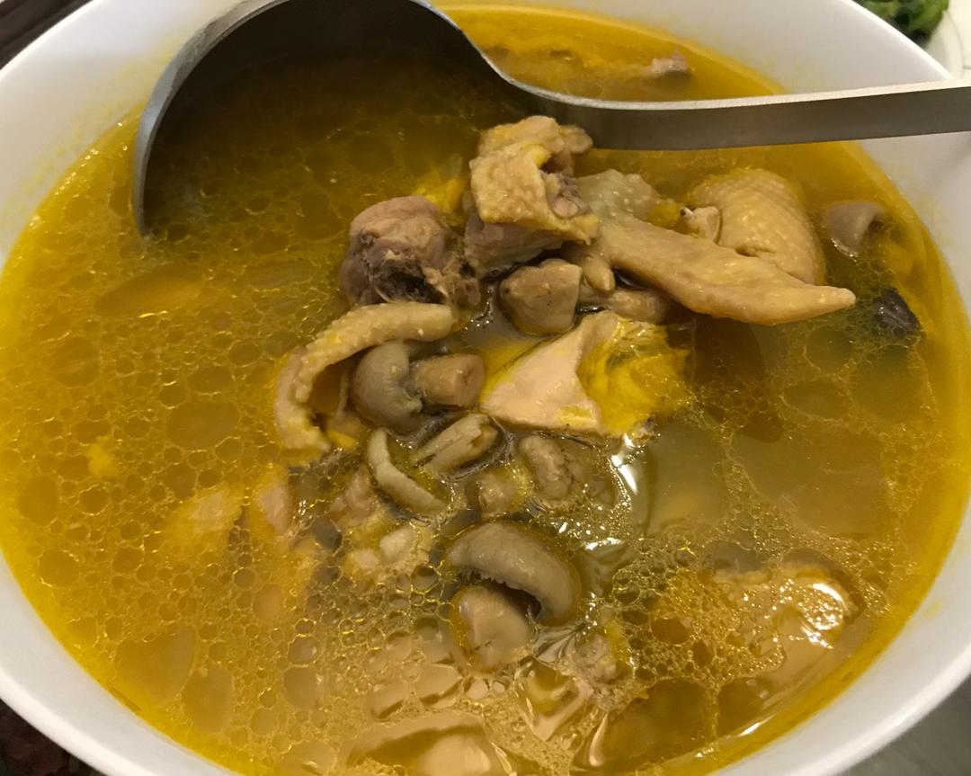 石渠白菌炖鸡汤的做法