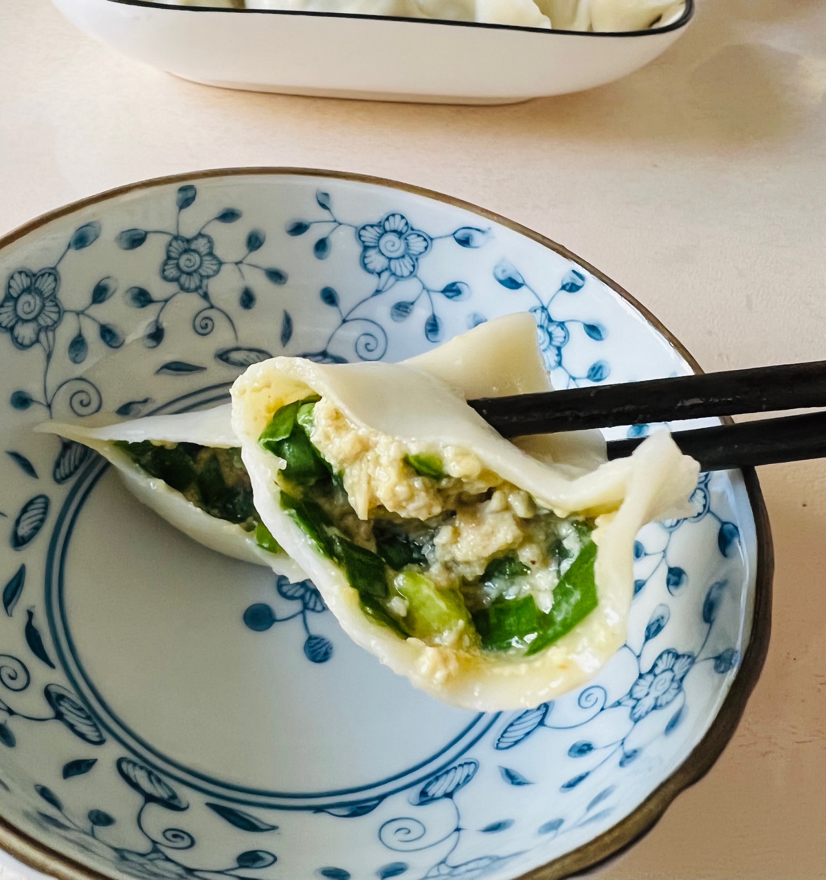 素饺儿（豆腐+韭菜）的做法