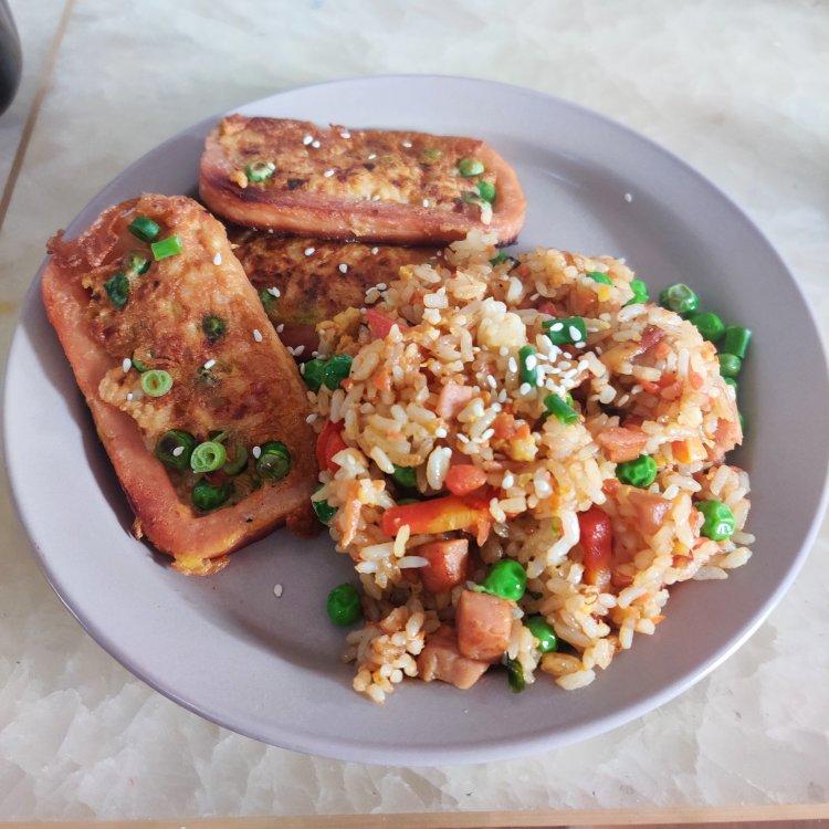 午餐肉米饼-隔夜米饭新吃法