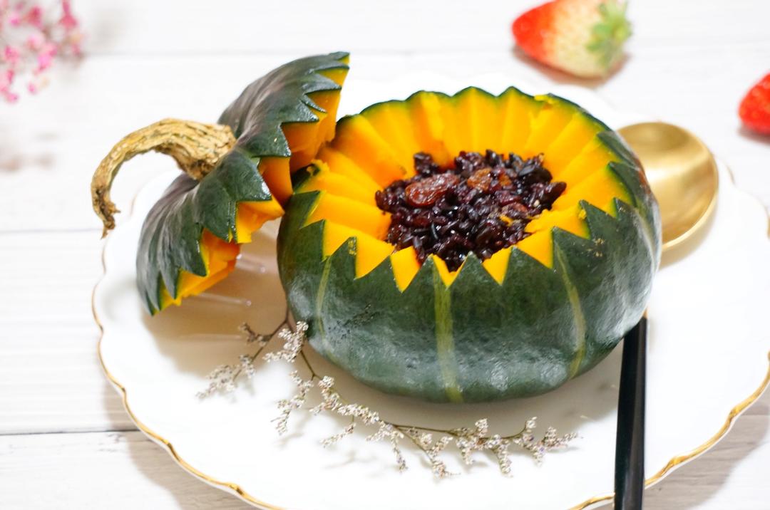 zhenzhen珍珍做的棉花糖紫米南瓜盅