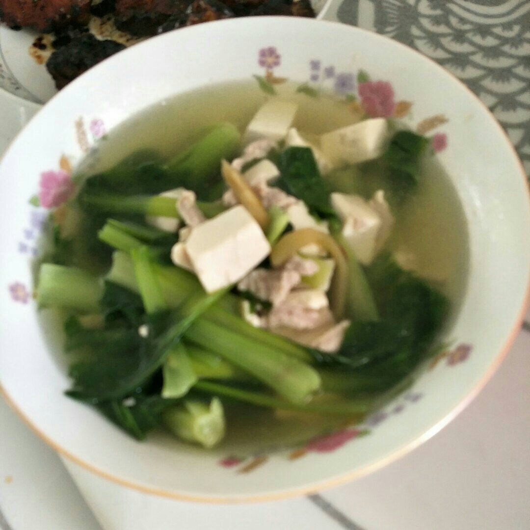青菜榨菜肉丝汤