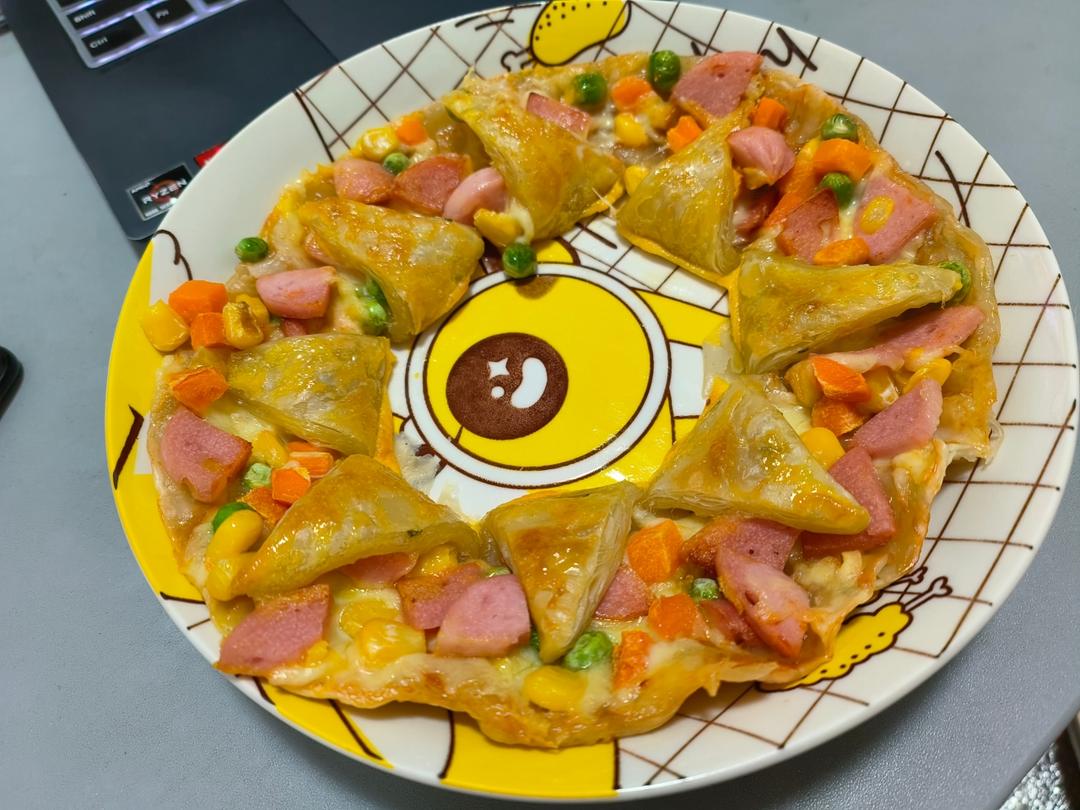 简易早餐💁花环披萨（手抓饼版）