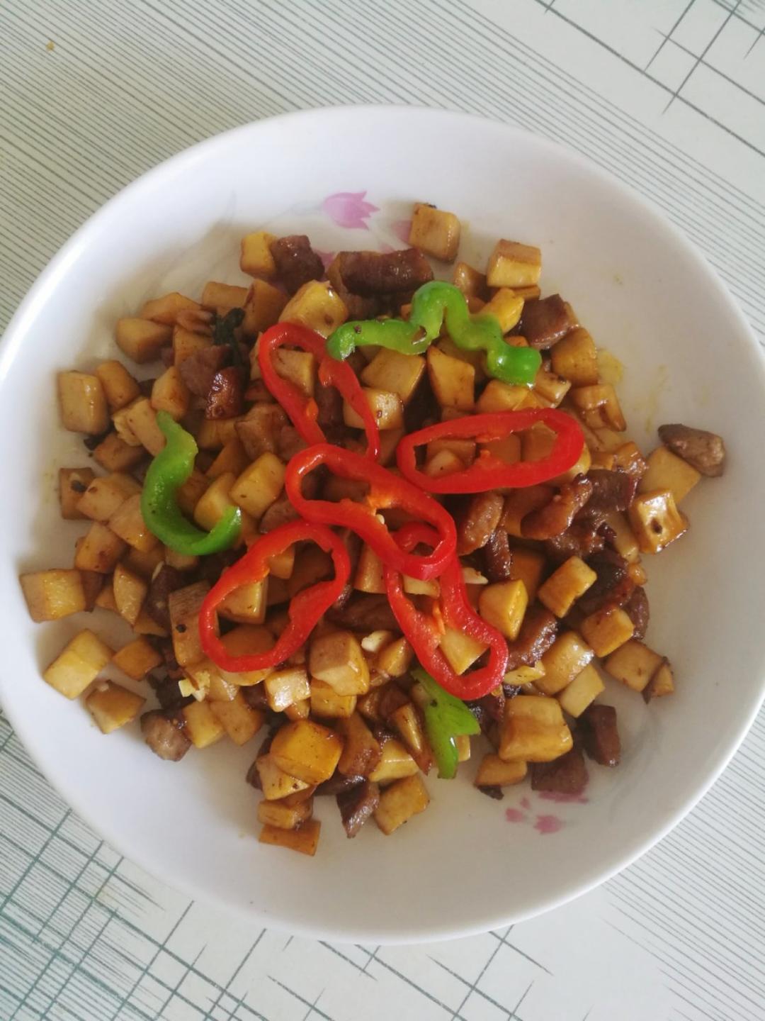 家常菜~杏鲍菇烧牛肉粒