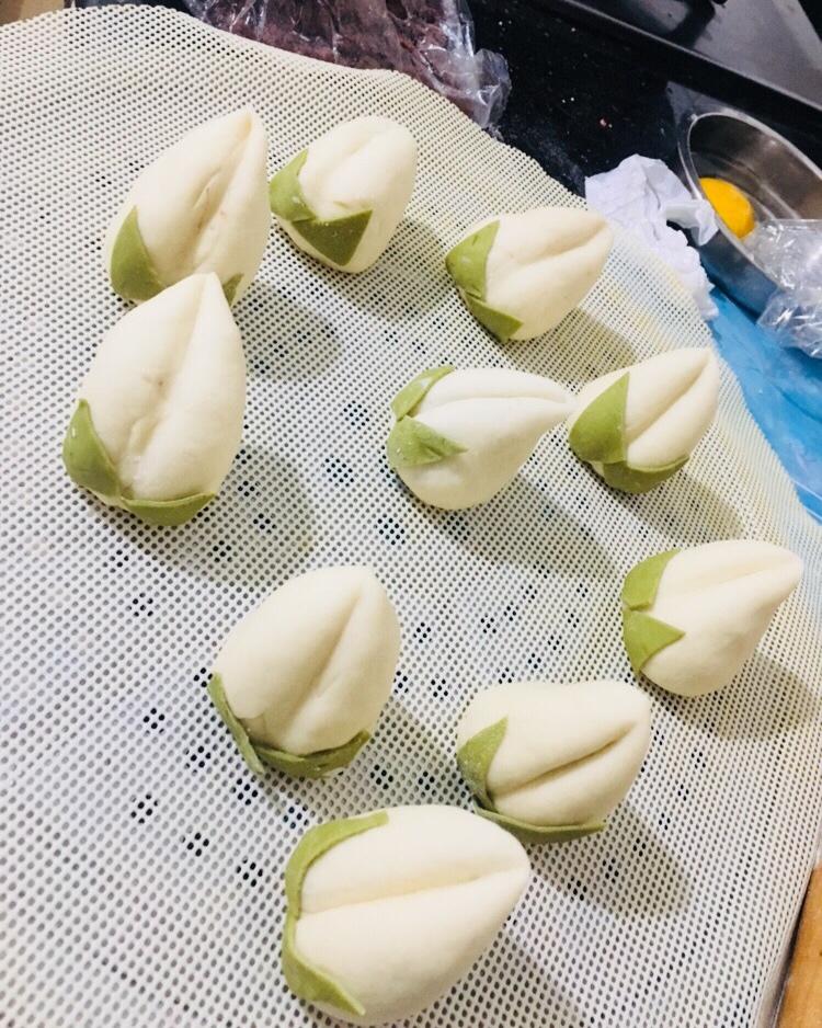 发酵面团-用一根筷子做寿桃包