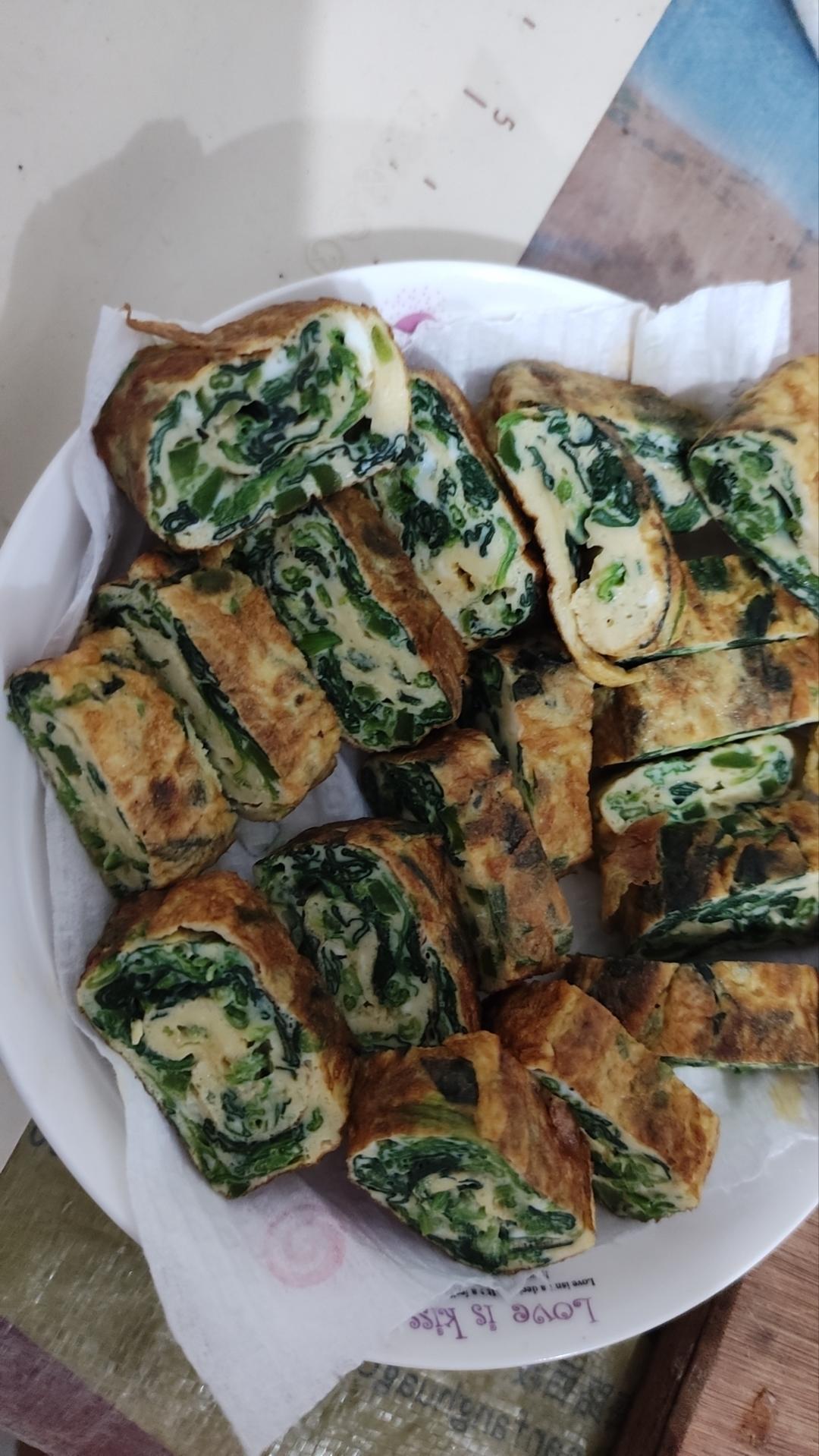 简易版菠菜鸡蛋卷懒人菜