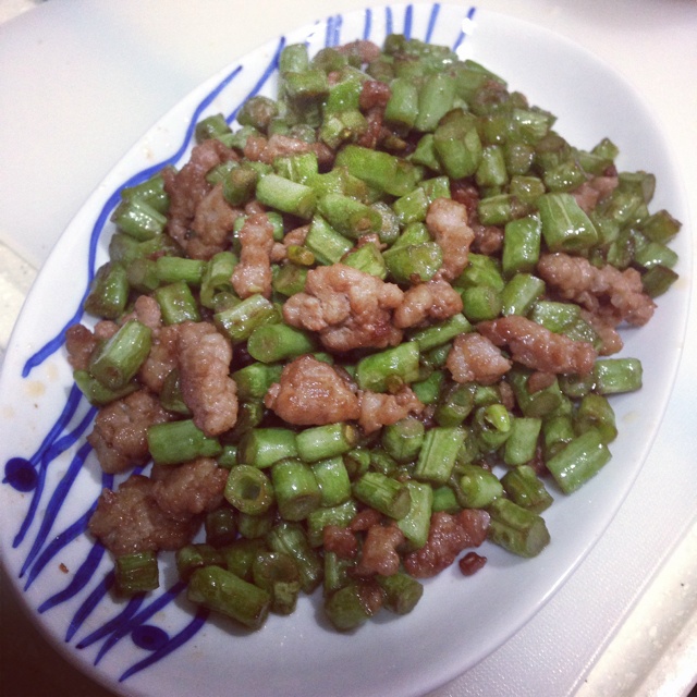 虾酱豆角炒肉末