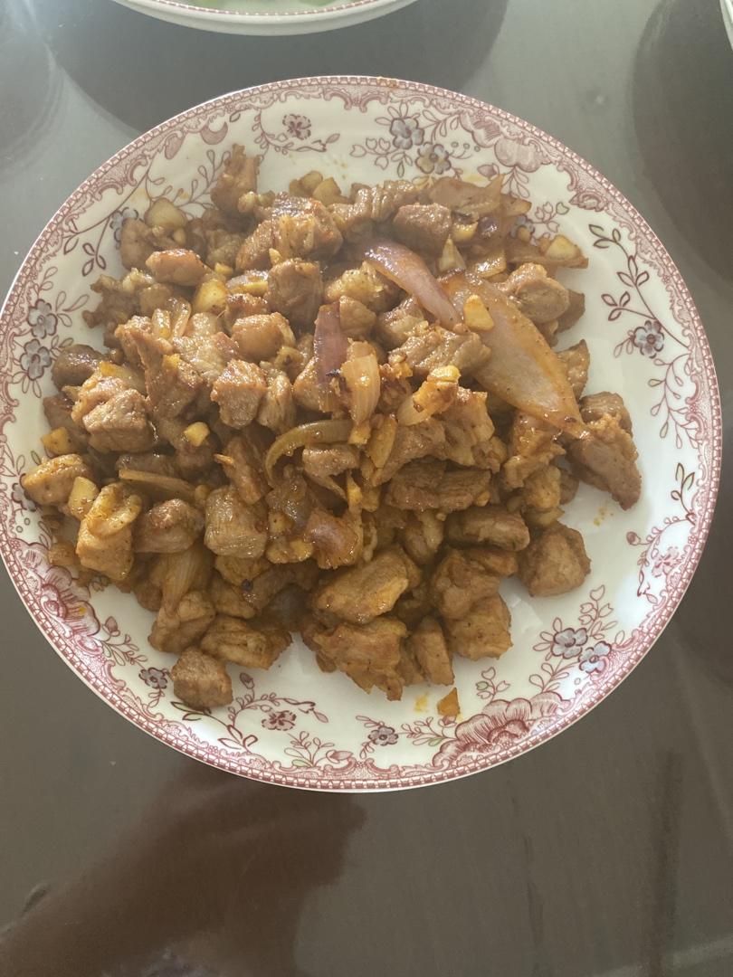 香蒜孜然猪肉(有点肉串口感哦)