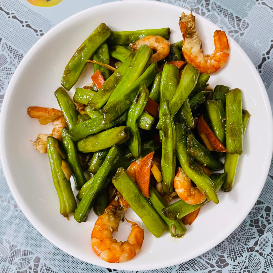 虾仁炒四季豆（豆角皆可）