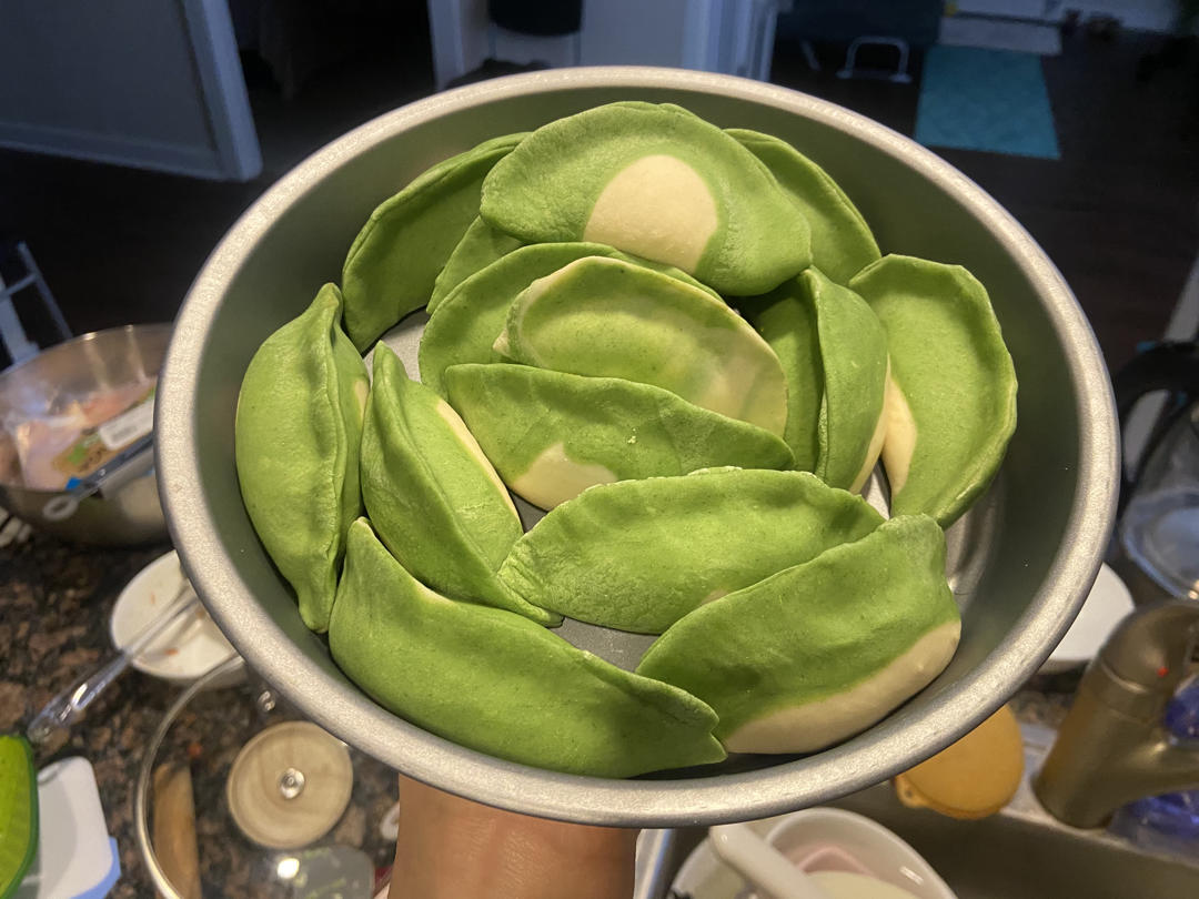 不变色翡翠白玉菠菜饺子 从里到外的菠菜 好看更好吃