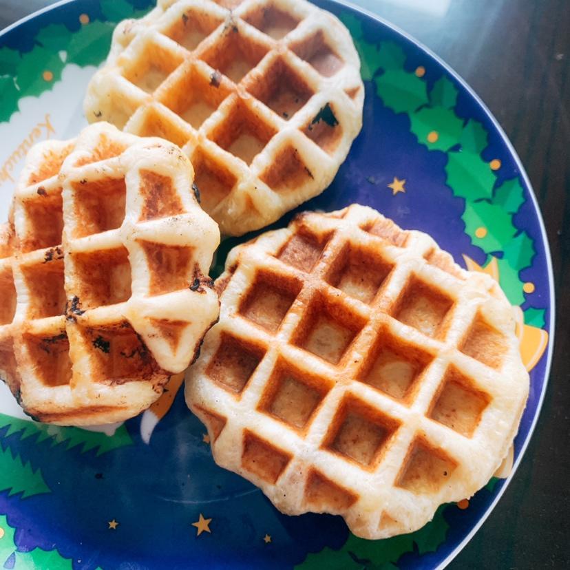爆浆芝士培根华夫饼（酵母版）