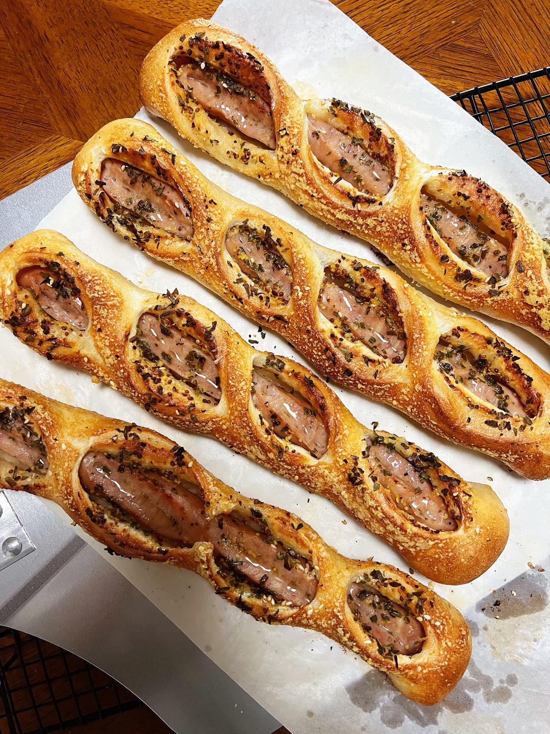 法式芥末籽脆肠包