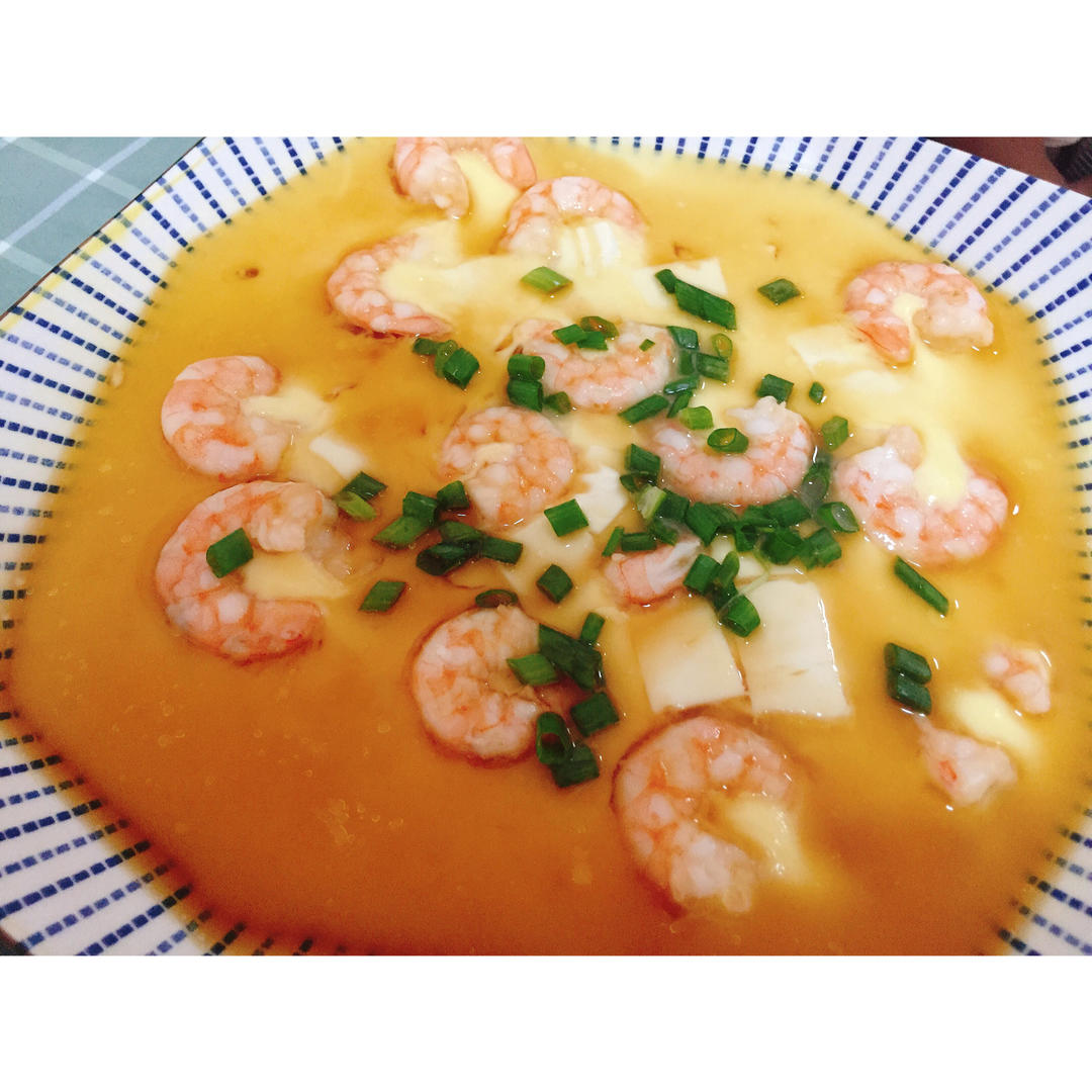 虾仁豆腐蒸水蛋
