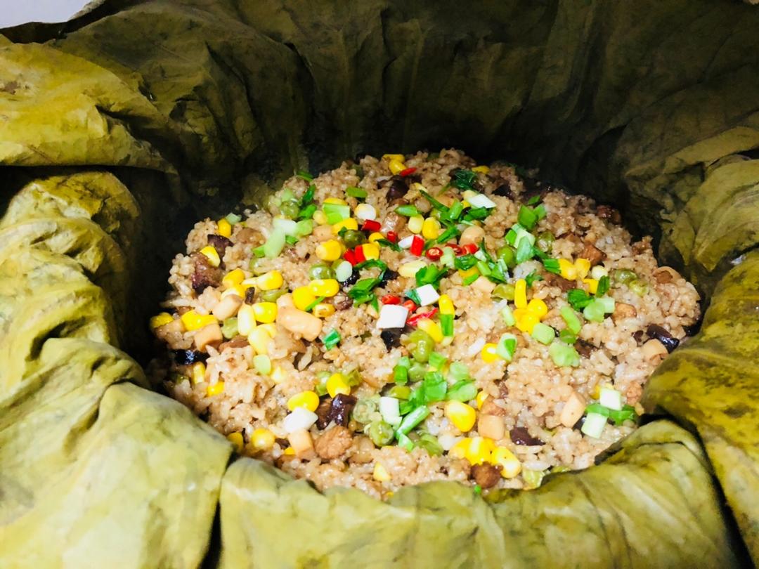 荷语微光做的五彩荷叶饭