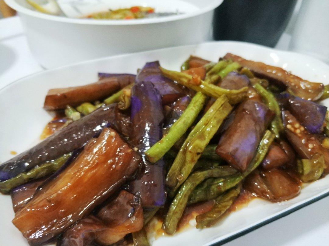 【茄子烧豆角】小心你的米饭，这道菜容易吃太饱！