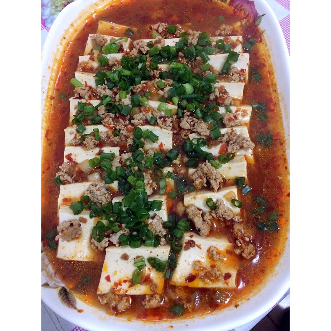 香辣肉末蒸豆腐