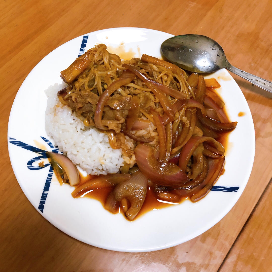 金针菇肥牛饭