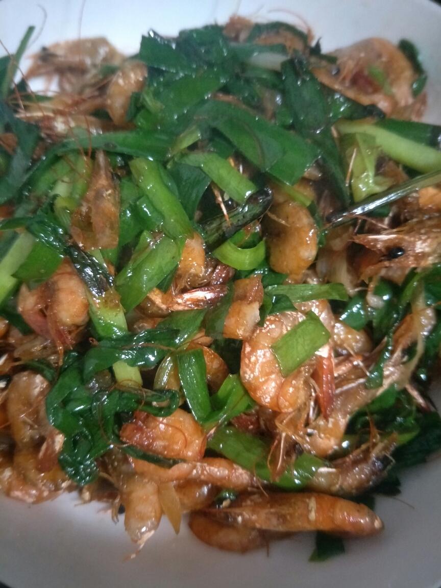 河虾炒韭菜