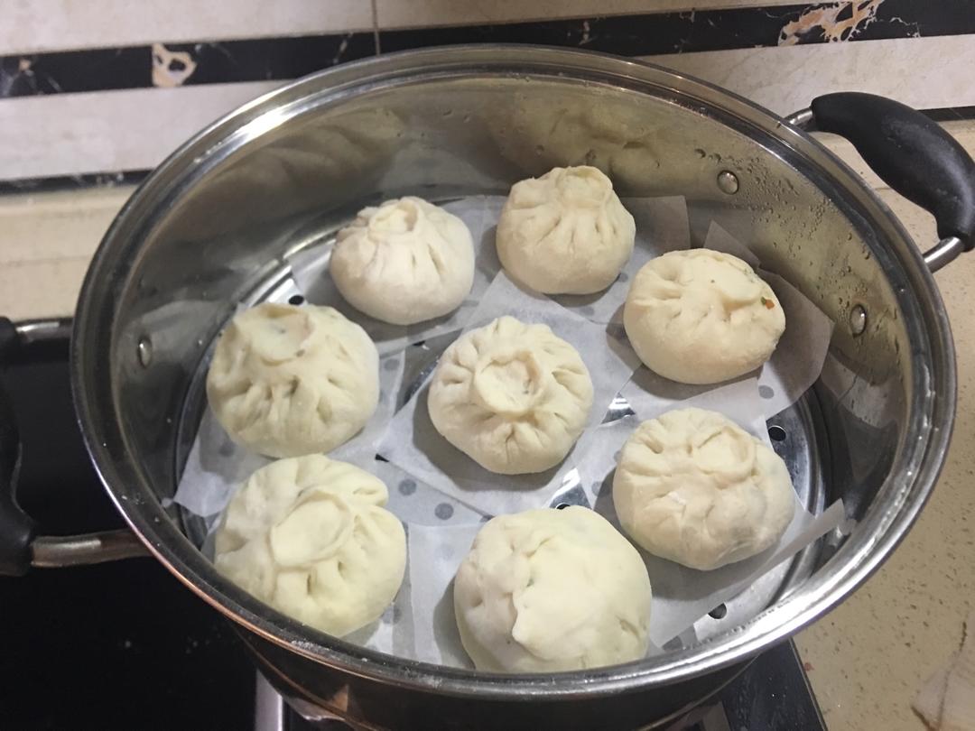 萝卜香菜豆干肉馅包子～蔬菜香和肉香都有！